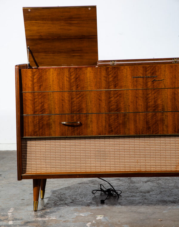 Mid Century Danish Modern Stereo Console Grundig Teak Record Player Radio Hifi Zenith Telefunken Wood Serviced Working - Image 3
