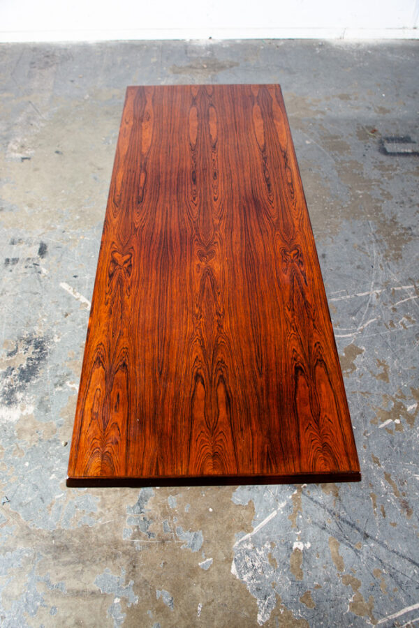Mid Century Danish Modern Coffee Table Brazilian Rosewood Shelf Magazine rack Large Wide Surfboard Shelf - Image 2