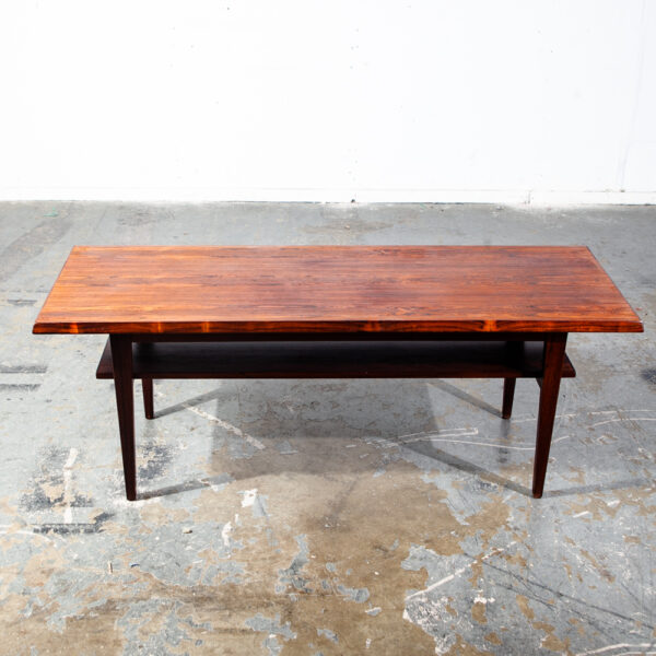 Mid Century Danish Modern Coffee Table Brazilian Rosewood Shelf Magazine rack Large Wide Surfboard Shelf - Image 11