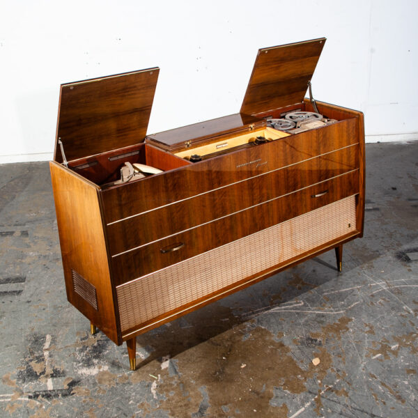 Mid Century Danish Modern Stereo Console Grundig Teak Record Player Radio Hifi Zenith Telefunken Wood Serviced Working - Image 6