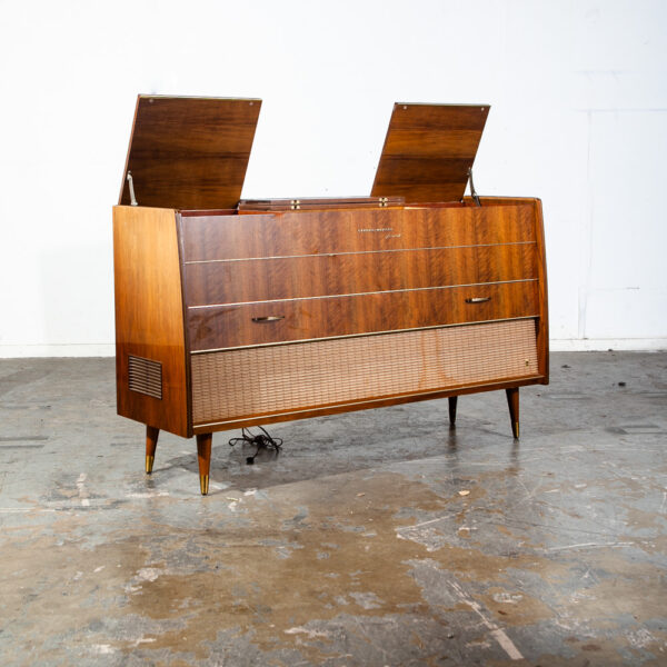 Mid Century Danish Modern Stereo Console Grundig Teak Record Player Radio Hifi Zenith Telefunken Wood Serviced Working - Image 5