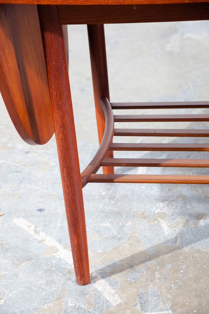 Mid Century Danish Modern Coffee Table Teak Extension Leaf Surfboard Shelf Mcm Expanding Drop leaf - Image 10