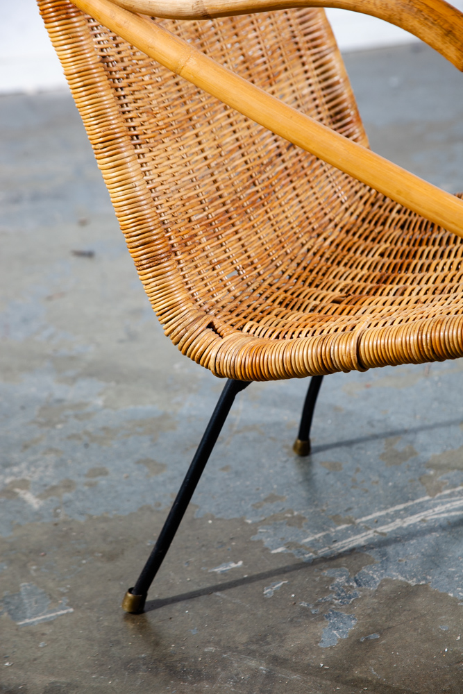 Mid Century Modern Lounge Chair Hoop Iron Bamboo Boho Arthur Umanoff Basket Mcm - Image 10