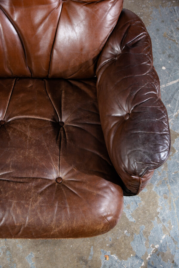 Mid Century Danish Modern Lounge Chair Recliner Brown Full Grain Leather G Mobel Sweden Mcm Swedish - Image 8