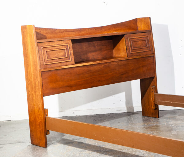 Mid Century Modern Headboard bed frame Full S Broyhill Sculptra Foot Board Mcm Walnut Brazilia - Image 6