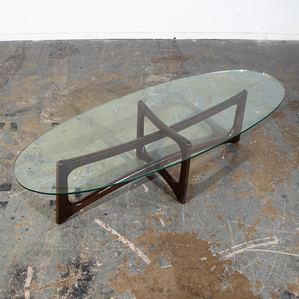 Mid Century Modern Coffee Table Oval Glass Kroehler Adrian Pearsall Craft Associates Vintage Sculptural Danish - Image 7