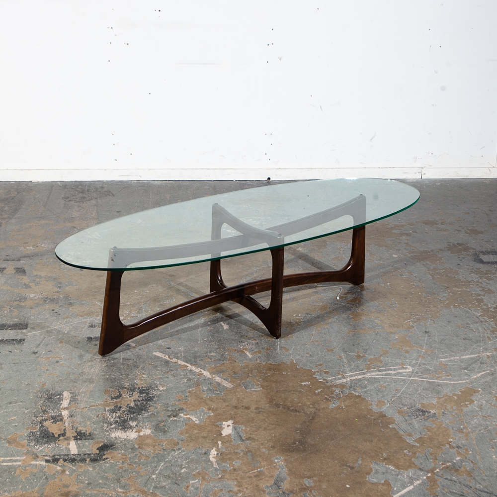 Mid Century Modern Coffee Table Oval Glass Kroehler Adrian Pearsall Craft Associates Vintage Sculptural Danish - Image 3