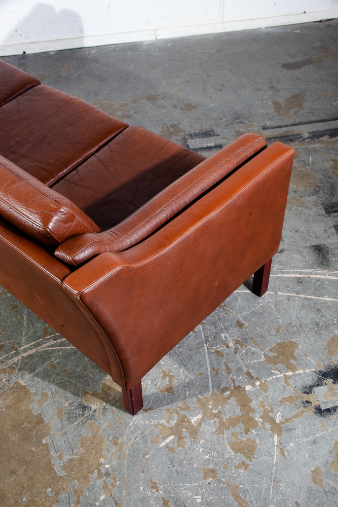 Mid Century Danish Modern Sofa Couch Mogens Hansen MH195 Brown Red 3 Seater Cognac Seating Denmark - Image 11
