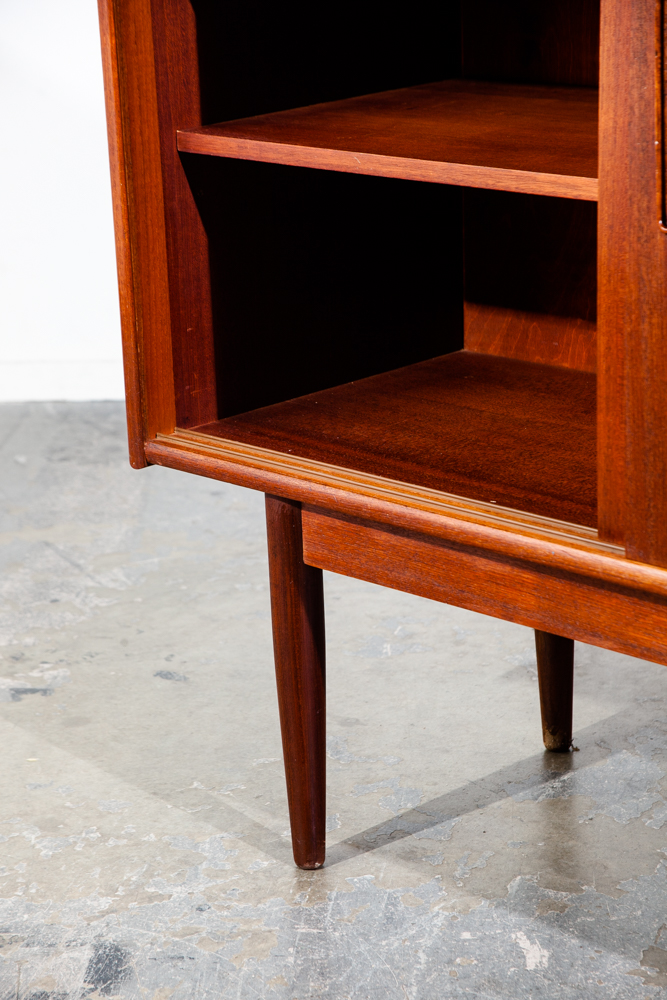 Mid Century Danish Modern Credenza Sideboard Teak Sliding Doors Denmark Vintage Storage Teak Drawers - Image 10
