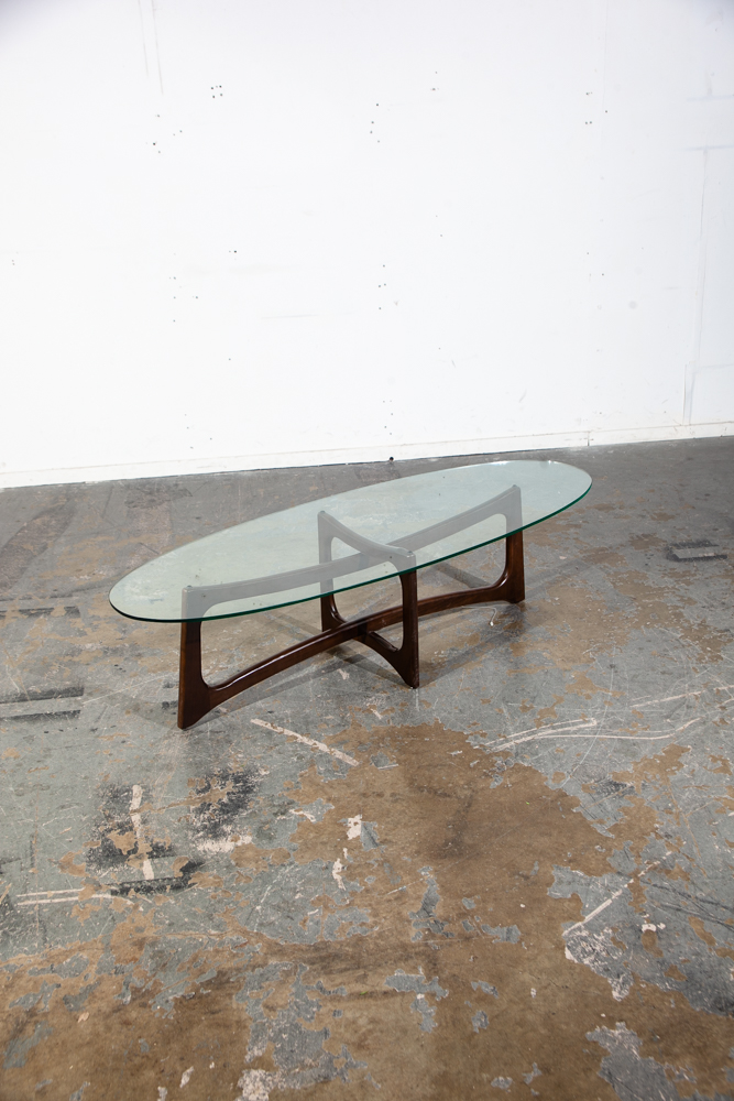 Mid Century Modern Coffee Table Oval Glass Kroehler Adrian Pearsall Craft Associates Vintage Sculptural Danish - Image 9