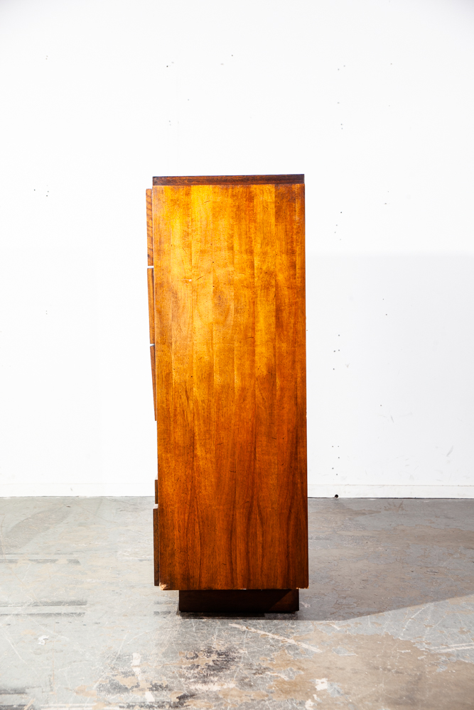 Mid Century Modern Dresser Highboy Lane Mosaic Pueblo Brutalist 5 Drawer Wood - Image 3