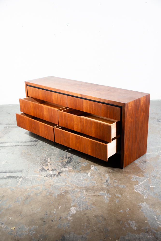 Mid Century Modern Credenza Dresser 6 Drawer Dillingham Walnut Vintage Mcm Wide Media Danish - Image 12