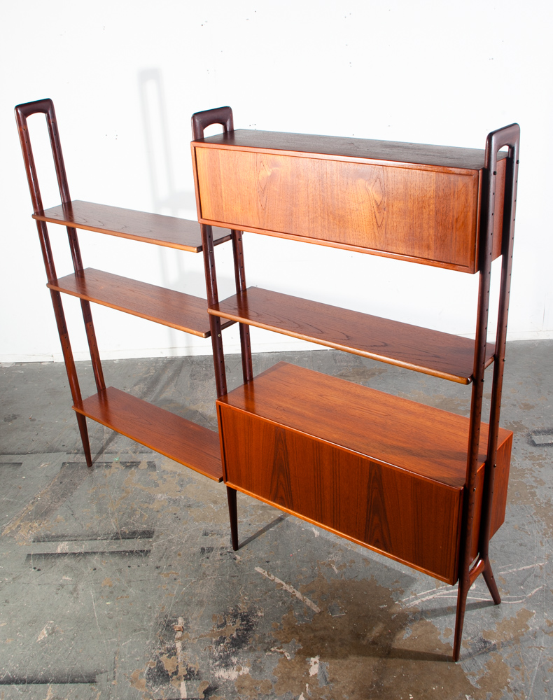 Mid Century Danish Modern Room Divider Wall Unit Teak Kurt Ostervig KP Mobler Modular Adjustable 2 Bay Cado Floating Freestanding - Image 4
