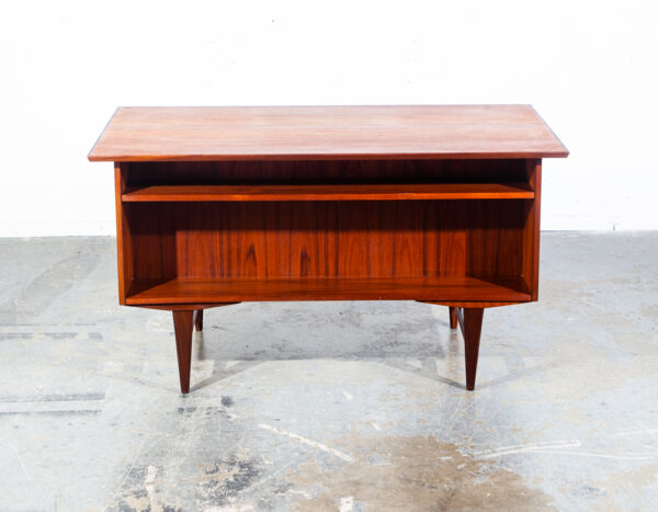 Mid Century Danish Modern Desk Executive Solid Teak Floating 9 Drawer Bookshelf Office Restored Locking - Image 5