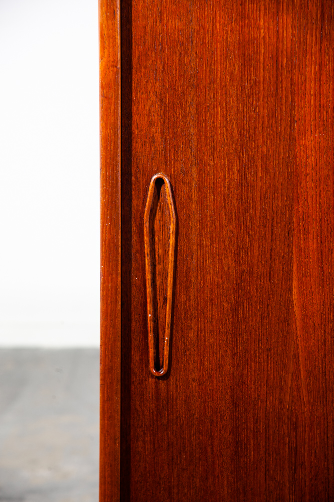 Mid Century Danish Modern Credenza Sideboard Teak Sliding Doors Denmark Vintage Storage Teak Drawers - Image 7