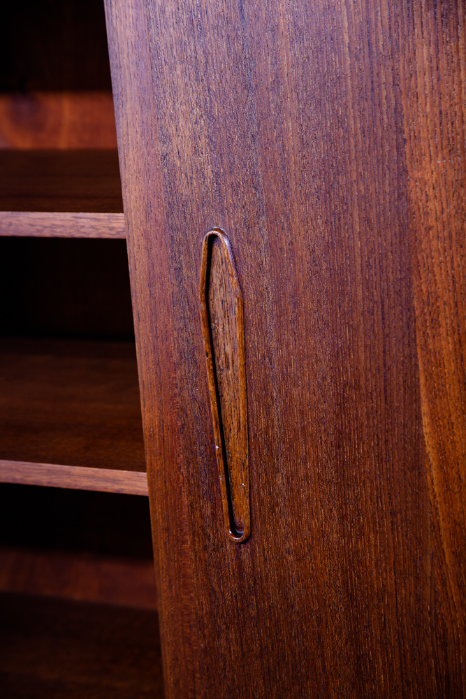 Mid Century Danish Modern Credenza Sideboard Teak Sliding Doors Denmark Vintage Storage Teak Drawers - Image 9