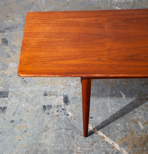 Mid Century Danish Modern Coffee Table Surfboard Teak Drop Leaf Denmark Sliding Extension - Image 10