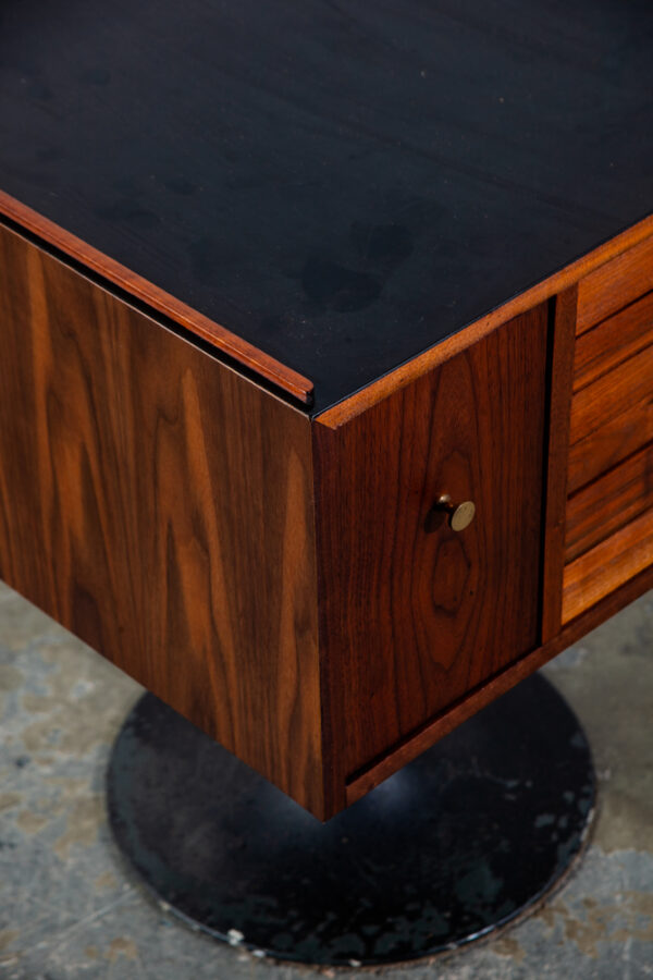 Mid Century Modern Jewelry Chest Side Table Artisan George Nelson Walnut Cube Square Denmark Hand Made Brass Black - Image 9