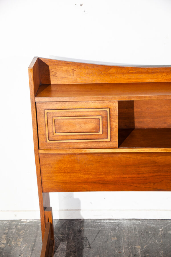 Mid Century Modern Headboard bed frame Full S Broyhill Sculptra Foot Board Mcm Walnut Brazilia - Image 10