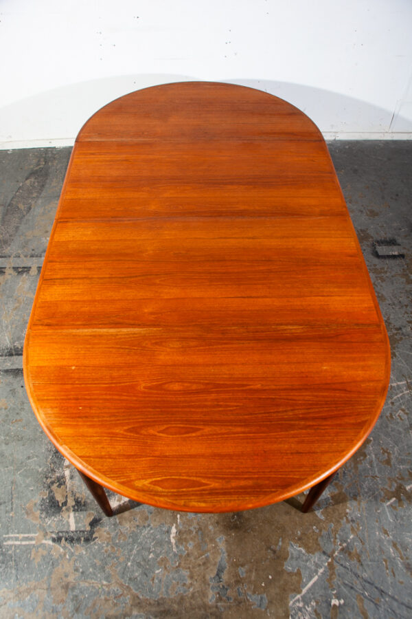 Mid Century Danish Dining Table Teak Round Expanding leaf x 2 Oval Denmark Mcm Oval - Image 3