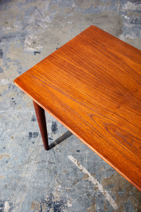 Mid Century Danish Modern Coffee Table Surfboard Teak Drop Leaf Denmark Sliding Extension - Image 7