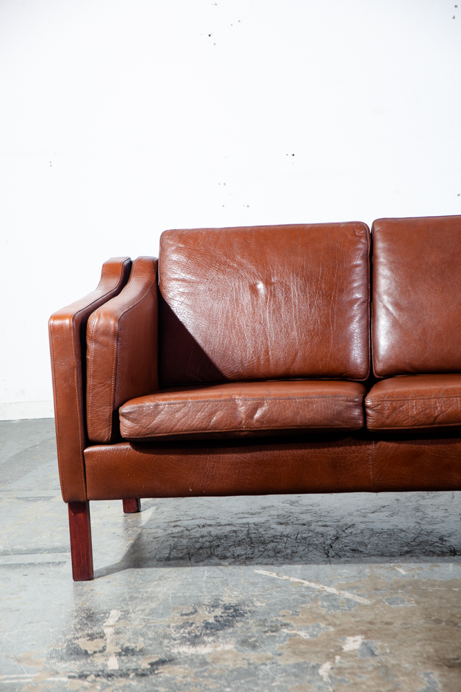 Mid Century Danish Modern Sofa Couch Mogens Hansen MH195 Brown Red 3 Seater Cognac Seating Denmark - Image 5