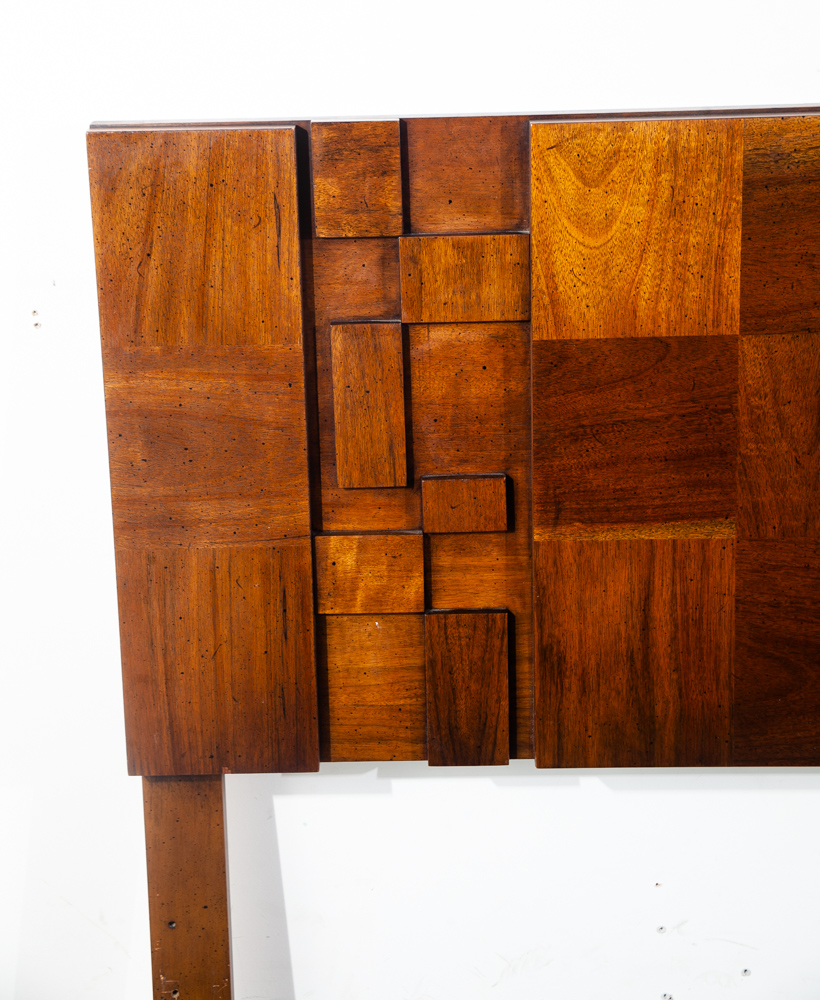 Mid Century Modern Headboard Bed Frame King Size Lane Mosaic Pueblo Brutalist Made in USA Danish Denmark Large - Image 10