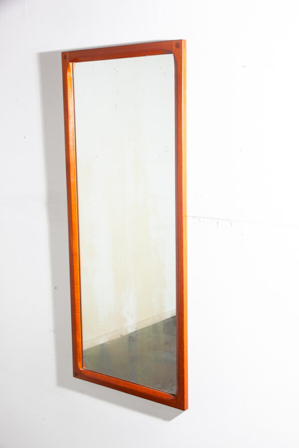 Mid Century Danish Modern Mirror Aksel Kjersgaard Wall Hanging Vanity Solid Teak Tall Denmark - Image 2