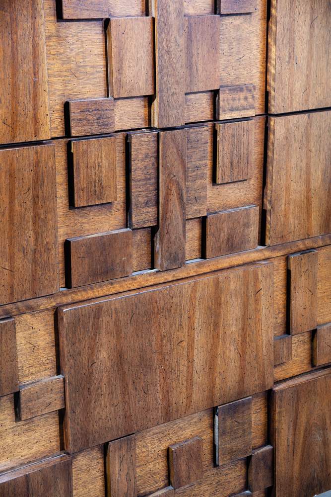 Mid Century Modern Dresser Highboy Lane Mosaic Pueblo Brutalist 5 Drawer Wood - Image 9