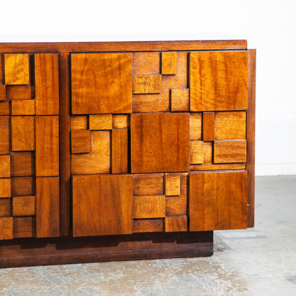 Mid Century Modern Credenza Dresser Lane Mosaic Pueblo Brutalist 9 Drawer Wood Large Abstract Made in USA Drexel Danish Vintage - Image 9