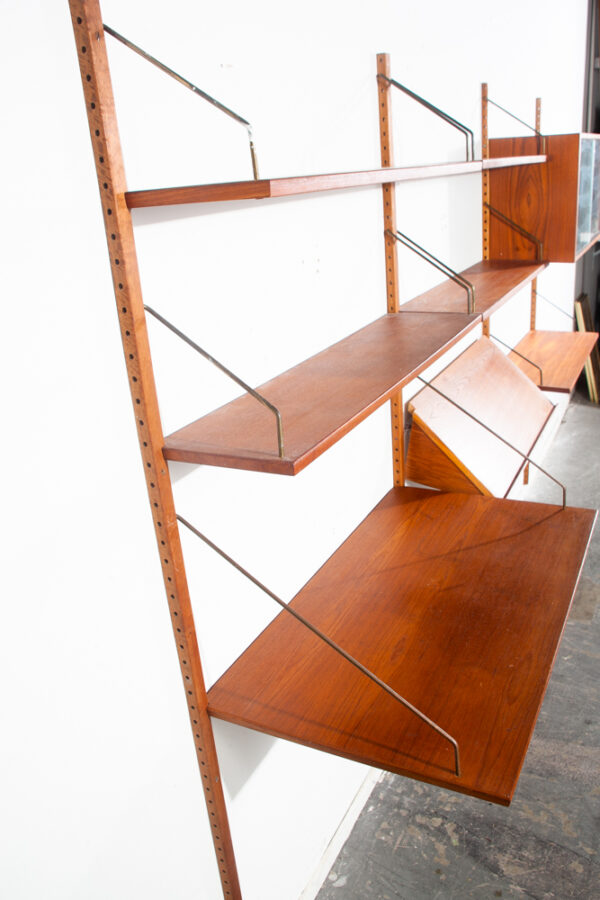 Mid Century Danish Modern Wall Unit 3 bay Teak Wood HG Hansen Guldborg Modular Cado Denmark Adjustable - Image 8