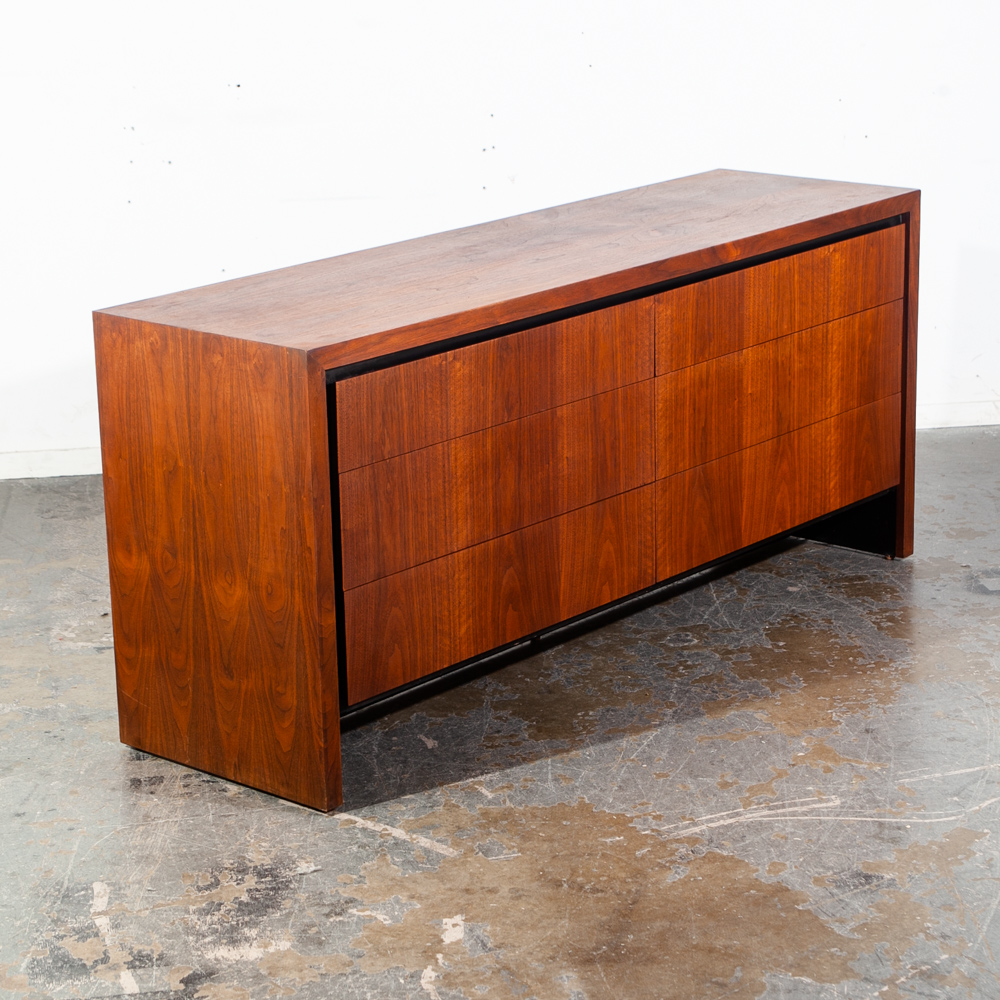 Mid Century Modern Credenza Dresser 6 Drawer Dillingham Walnut Vintage Mcm Wide Media Danish