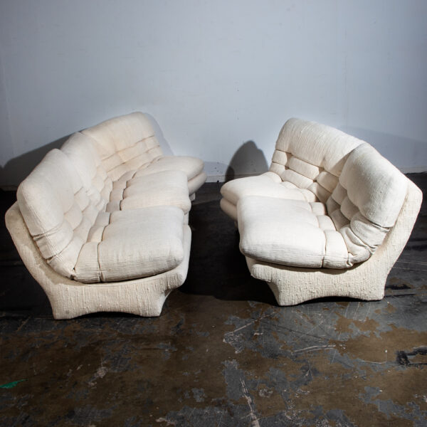 Mid Century Danish Modern Sectional Sofa Couch Weiman Preview Vladimir Kagan Wool White M Large 5 sections - Image 2