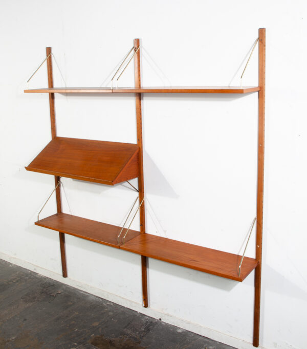 Mid Century Danish Modern Wall Unit 3 bay Teak Wood HG Hansen Guldborg Modular Cado Denmark Adjustable - Image 2