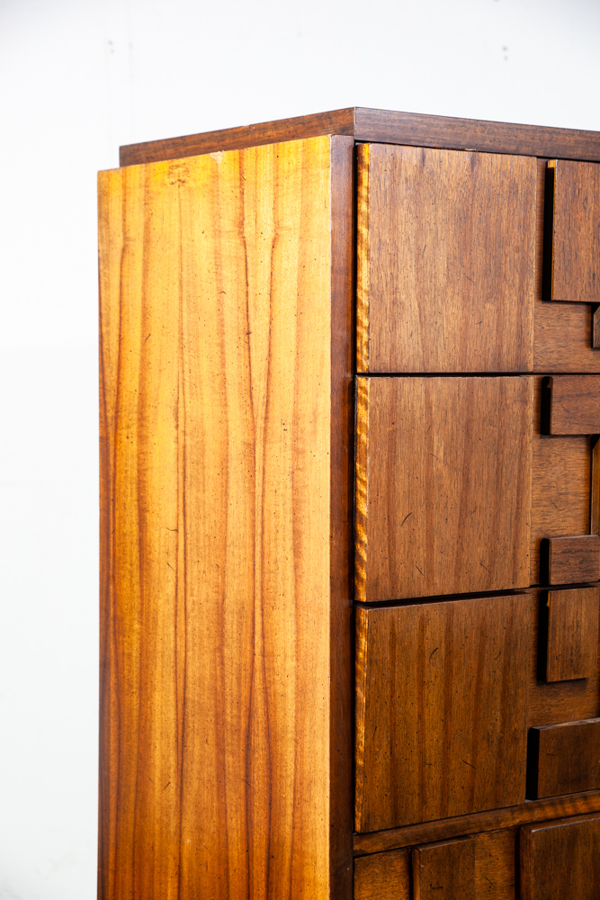 Mid Century Modern Dresser Highboy Lane Mosaic Pueblo Brutalist 5 Drawer Wood - Image 8