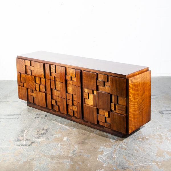 Mid Century Modern Credenza Dresser Lane Mosaic Pueblo Brutalist 9 Drawer Wood Large Abstract Made in USA Drexel Danish Vintage - Image 12