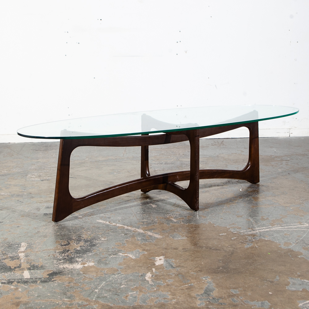 Mid Century Modern Coffee Table Oval Glass Kroehler Adrian Pearsall Craft Associates Vintage Sculptural Danish - Image 2