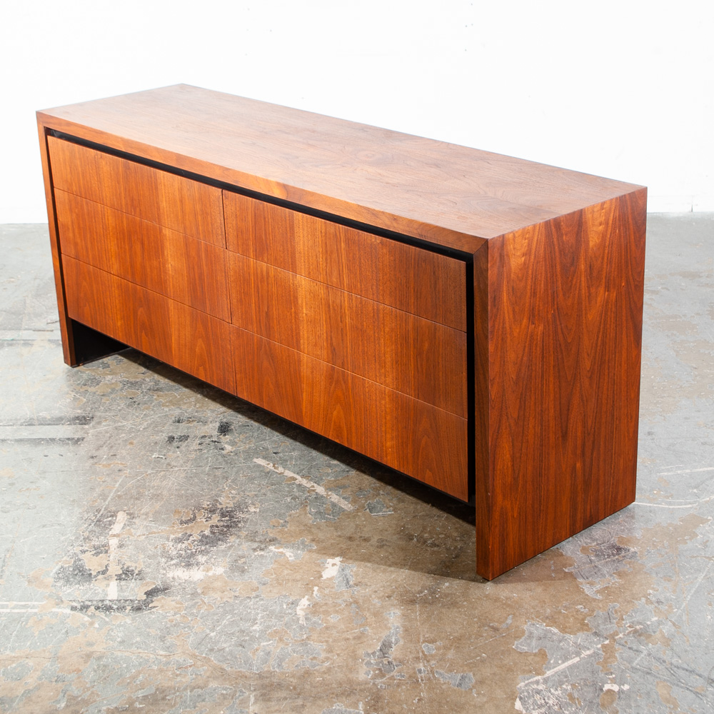 Mid Century Modern Credenza Dresser 6 Drawer Dillingham Walnut Vintage Mcm Wide Media Danish - Image 4