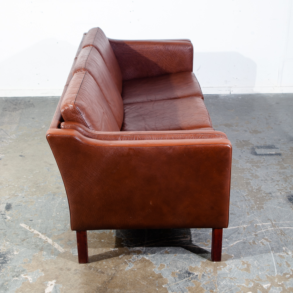 Mid Century Danish Modern Sofa Couch Mogens Hansen MH195 Brown Red 3 Seater Cognac Seating Denmark - Image 4