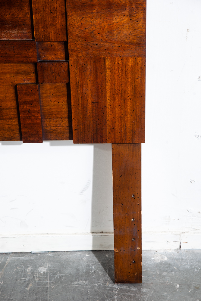 Mid Century Modern Headboard Bed Frame King Size Lane Mosaic Pueblo Brutalist Made in USA Danish Denmark Large - Image 9