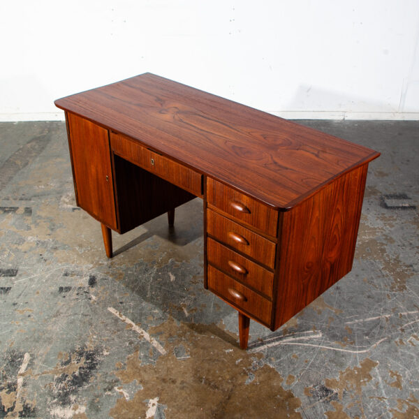 Mid Century Danish Modern Desk Teak Office Drawers Cabinet Locking Denmark Mcm Compact locking Drawers Cabinet - Image 6