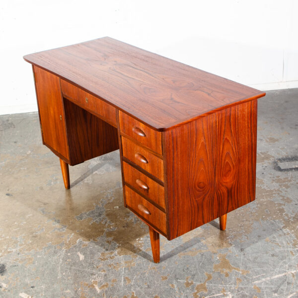 Mid Century Danish Modern Desk Teak Office Drawers Cabinet Locking Denmark Mcm Compact locking Drawers Cabinet - Image 8