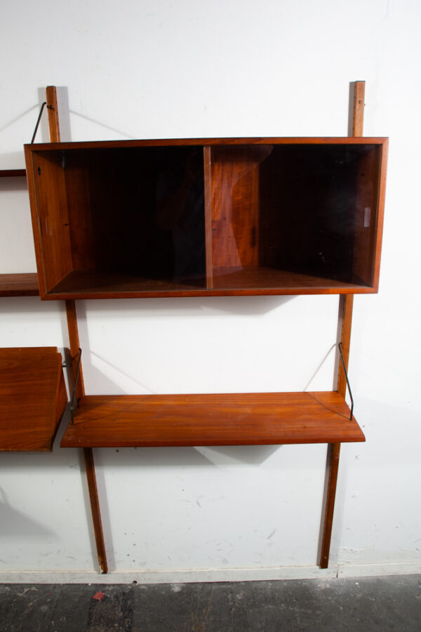 Mid Century Danish Modern Wall Unit 3 bay Teak Wood HG Hansen Guldborg Modular Cado Denmark Adjustable - Image 9