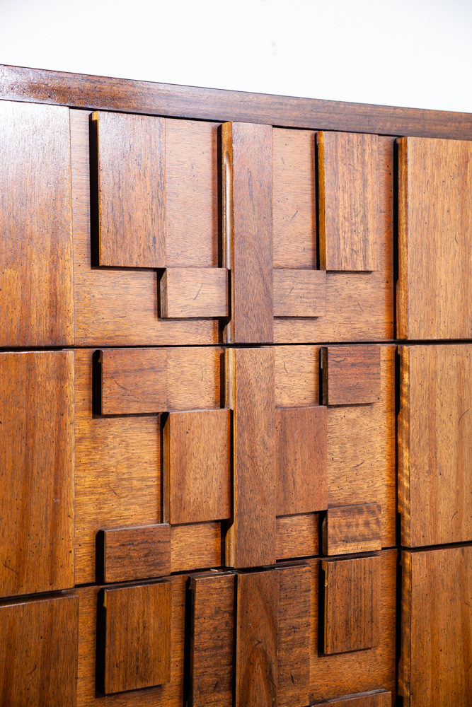 Mid Century Modern Dresser Highboy Lane Mosaic Pueblo Brutalist 5 Drawer Wood - Image 10