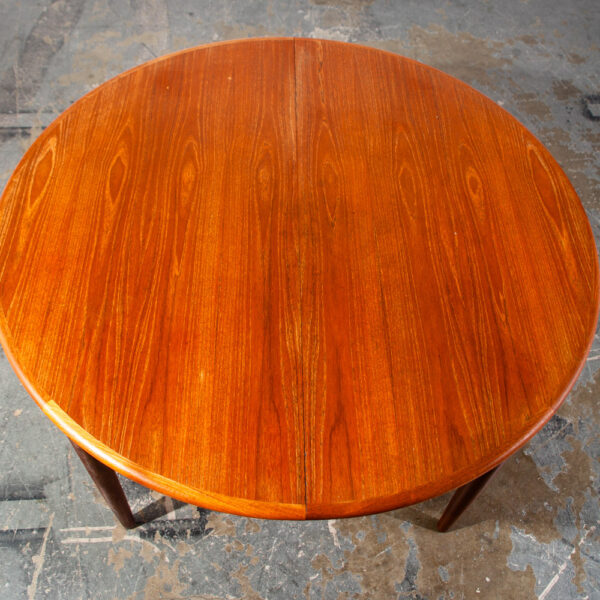 Mid Century Danish Dining Table Teak Round Expanding leaf x 2 Oval Denmark Mcm Oval - Image 5