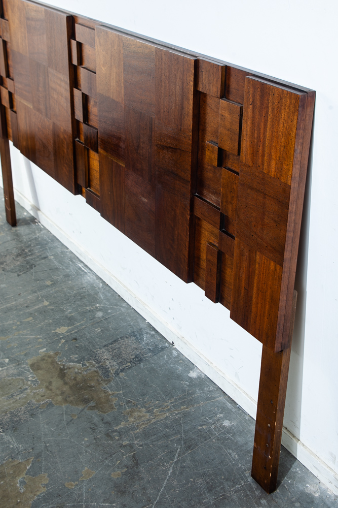 Mid Century Modern Headboard Bed Frame King Size Lane Mosaic Pueblo Brutalist Made in USA Danish Denmark Large - Image 6