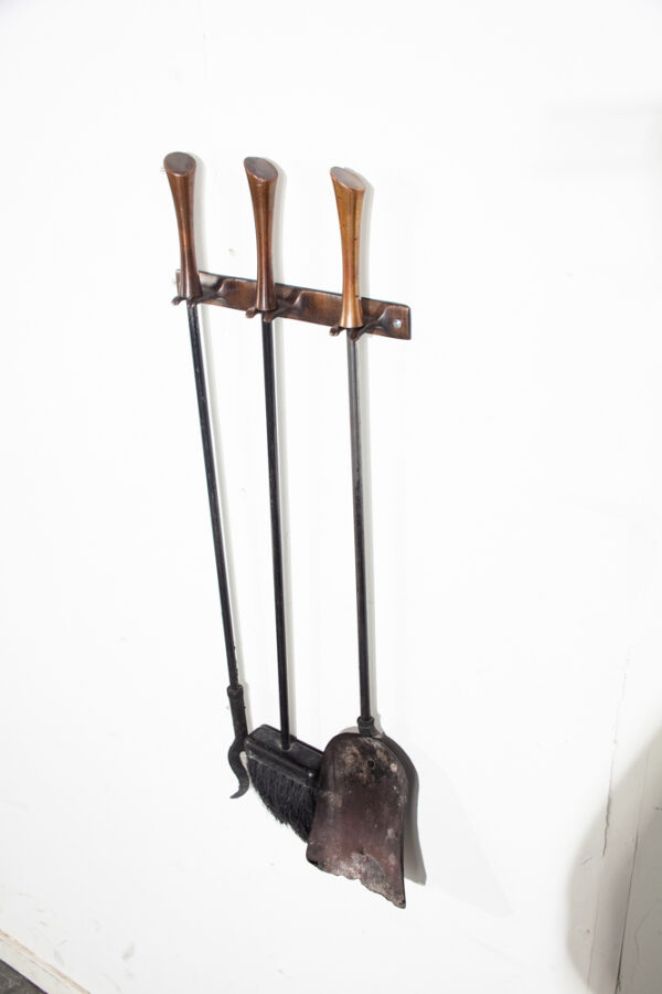 Mid Century Modern Fireplace Tools Wall Mounted Seymour Metal Brass Vintage VG Hanging - Image 7