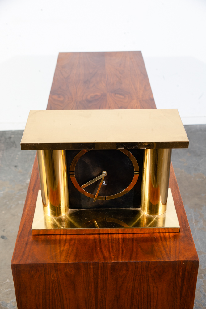 Mid Century Modern Clock Mantle Brass Curtis Jere 1977-1978 Gold Vintage Signed - Image 9