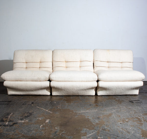 Mid Century Danish Modern Sectional Sofa Couch Weiman Preview Vladimir Kagan Wool White M Large 5 sections - Image 4