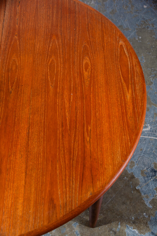 Mid Century Danish Dining Table Teak Round Expanding leaf x 2 Oval Denmark Mcm Oval - Image 7